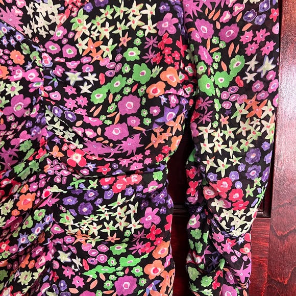 NWOT Zara Floral Ruched Minidress Sweetheart Neck size Extra Small - Picture 5 of 11